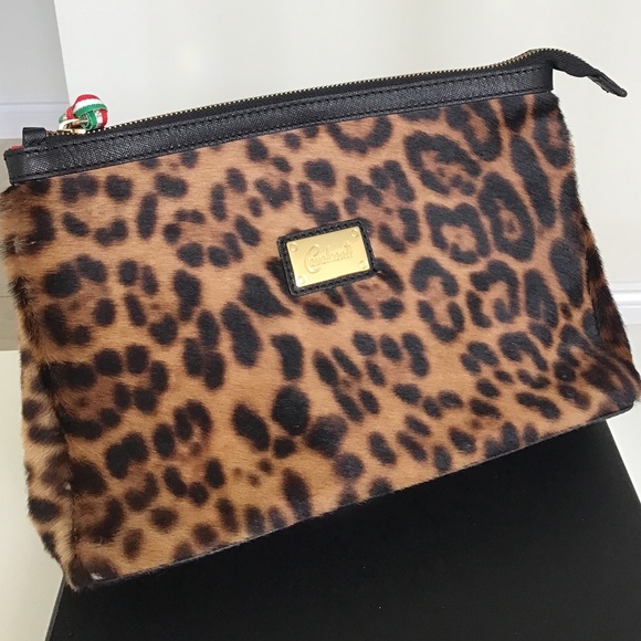 Cavalcanti black leather and leopard print cosmetic bag - Picture 5 of 9